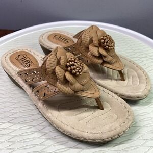 Cliffs by White Mountain Womens Cynthia‎ Flip Flop Sandals Shoes Beige Sz. 6.5M
